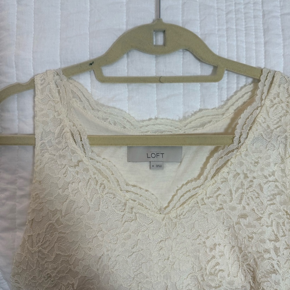LOFT Cream Lace Tank Top